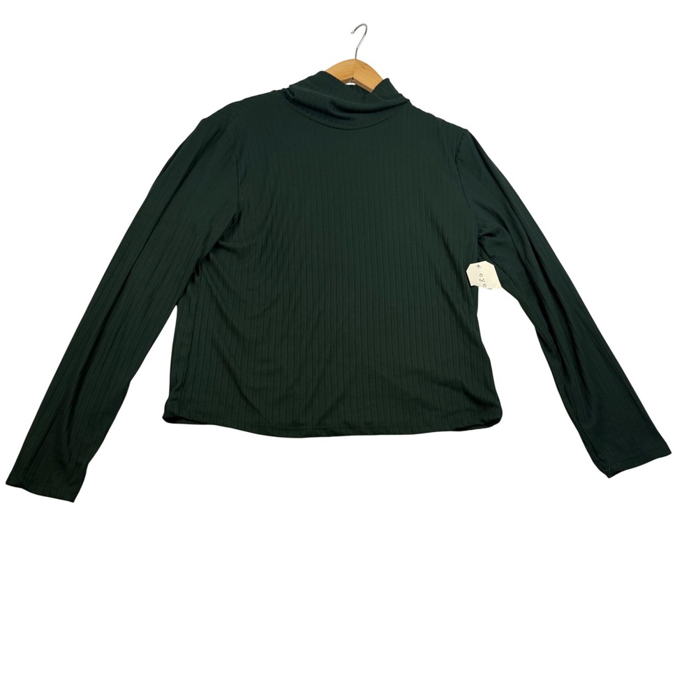 Eye Candy Womens 2X Dark Green Ribbed Turtleneck Long Sleeve Stretch Knit Top